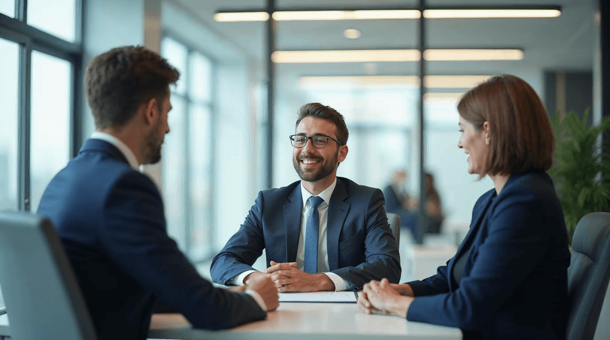 Candidato en una entrevista de trabajo profesional en una oficina moderna